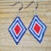 Pretty Red White Blue Diamond Shaped Earrings - Image 3