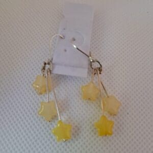 Yellow star czech glass earrings