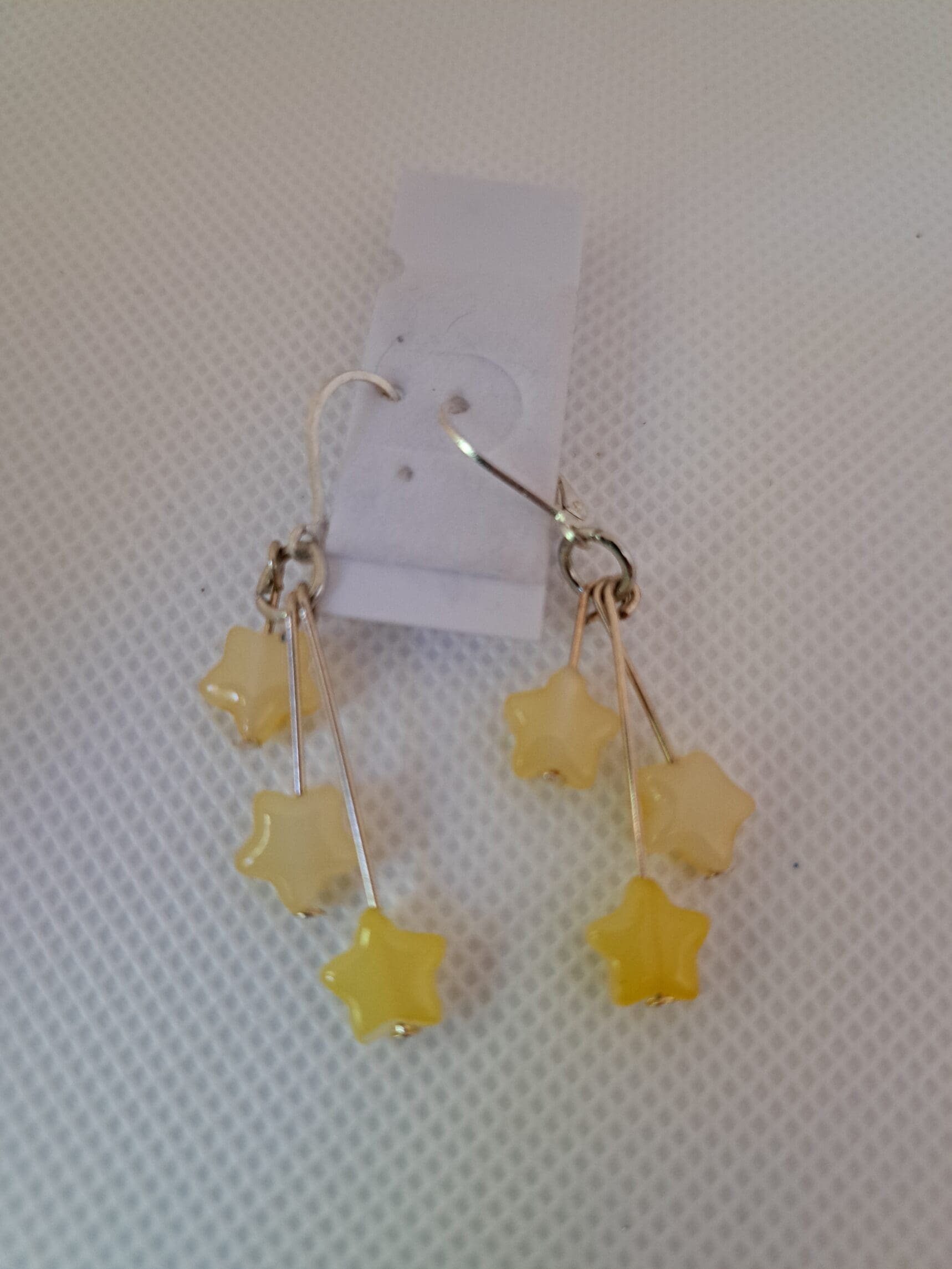 Unique yellow star czech glass earrings Yellow star czech glass earrings