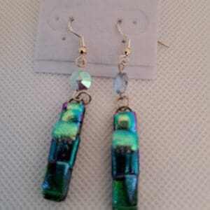 Blue and Teal Fused Glass Earrings