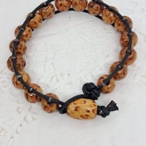 Leopard Spotted Wood Bead Bracelet
