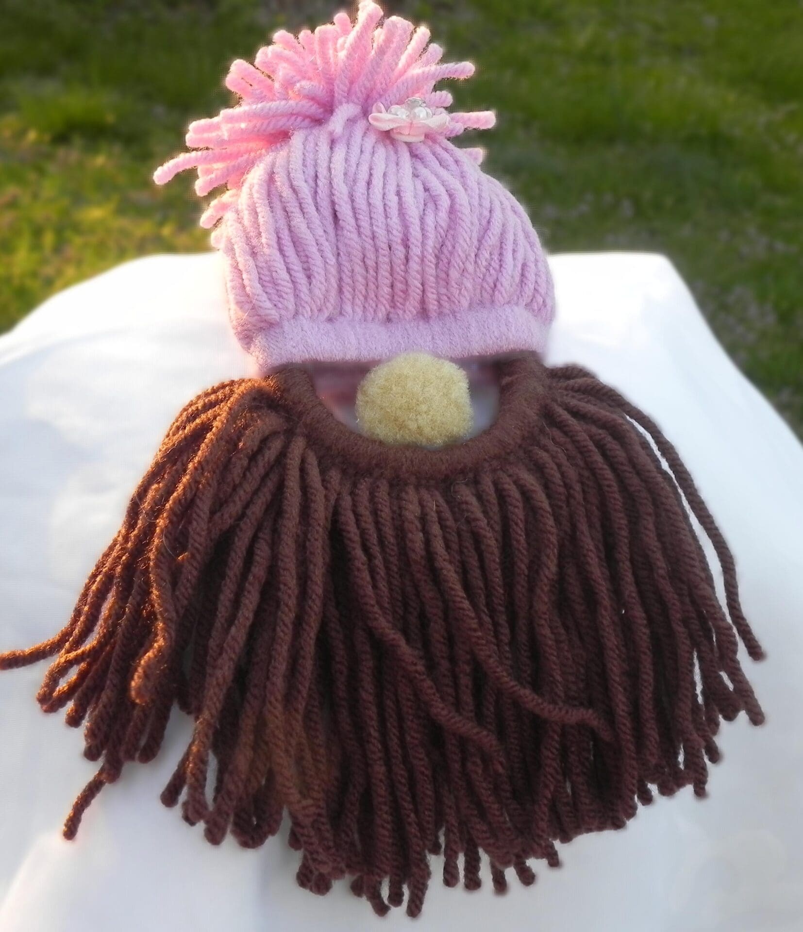 Adorable pink gnome head ornament Pink gnome head ornament