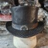 Anaconda Skin Texture Eldorado Black Leather Top Hat - Image 4