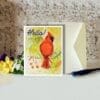 Autumn Cardinal Hello Nature Art Greeting Card - Image 3