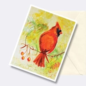 Autumn Cardinal Nature Art Greeting Card