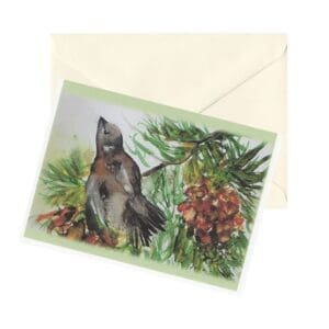 Pine Bird Watercolor Art