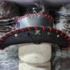 Biker Skull Engine Patch Black Leather Cowboy Hat - Image 4