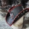 Biker Skull Engine Patch Black Leather Cowboy Hat - Image 2