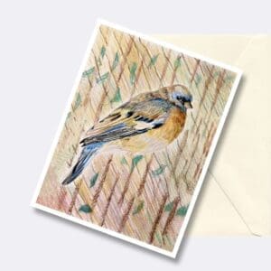 Bird with vines nature art greeting card