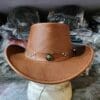 Bison Concho Band Western Cowboy Leather Hat - Image 3