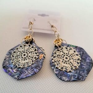 Blue and silver medallion earrings