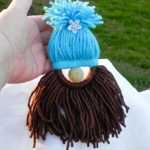 Blue Gnome Head Ornament