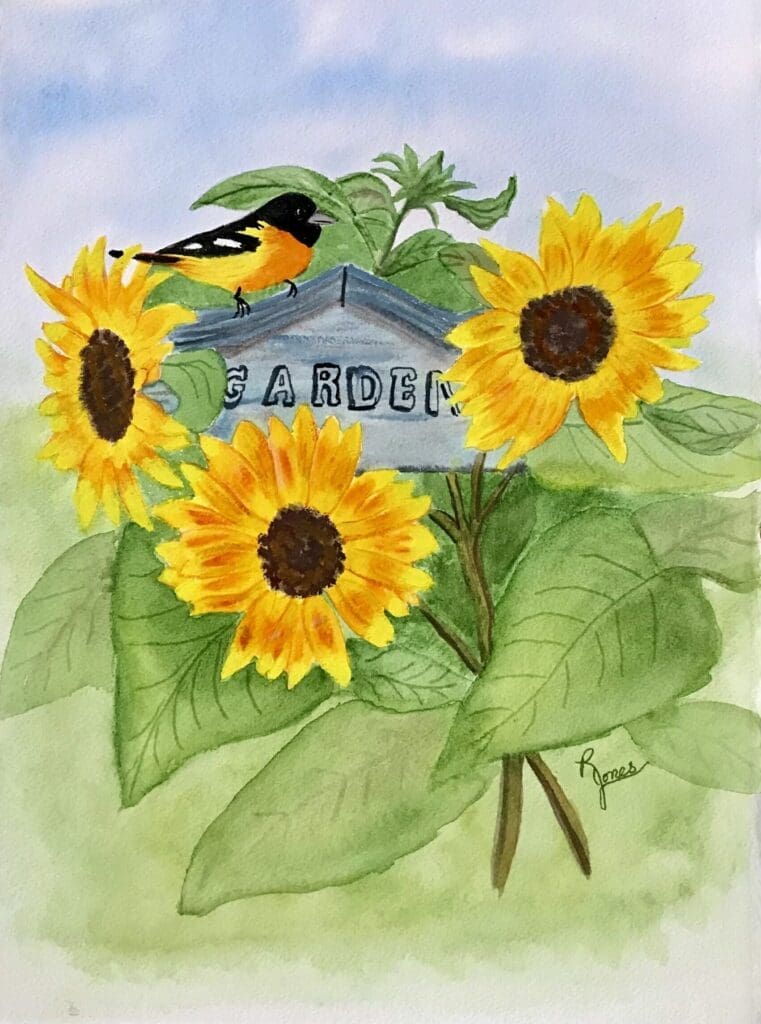 Bright And Cheery Sunflowers Original Watercolor Painting - Maker-Mall