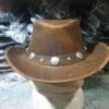 Buffalo Coin Distressed Crazy Horse Leather Cowboy Hat - Image 2