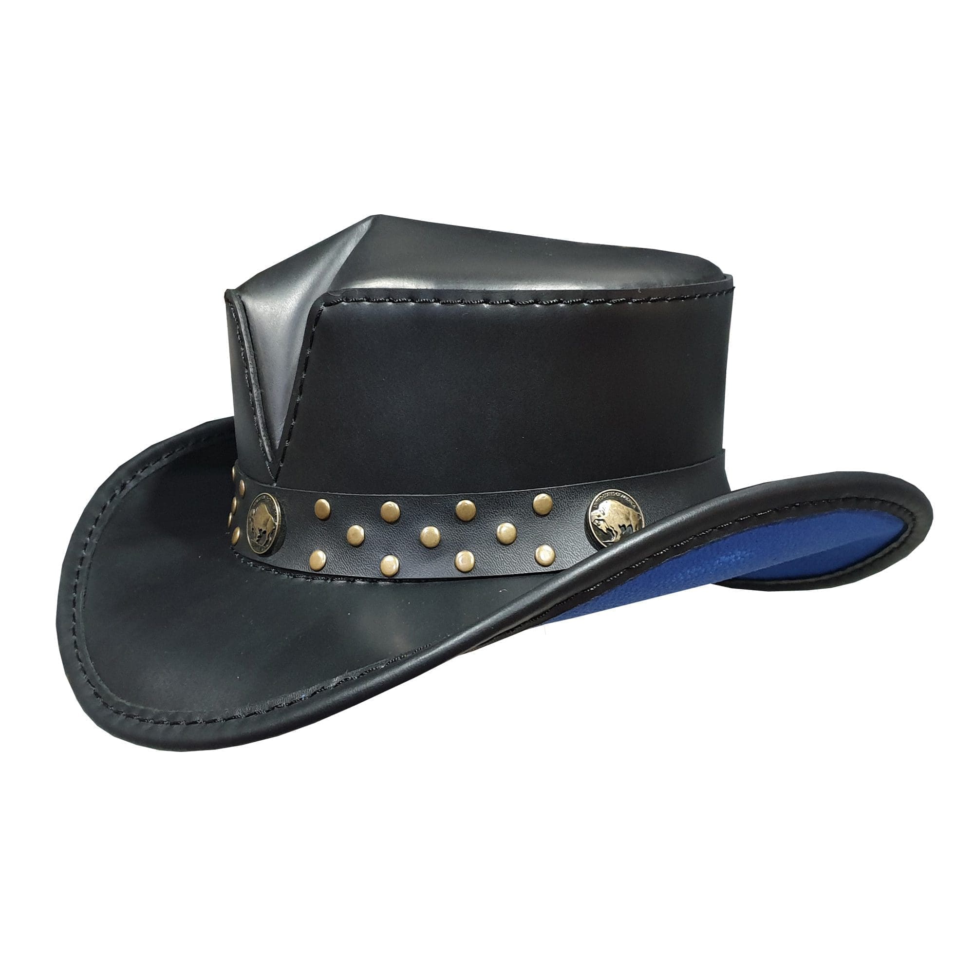 Buffalo coin rambler cowboy black leather hat Buffalo coin rambler cowboy black leather hat