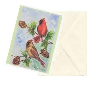 Cardinal Pair Watercolor Nature Art
