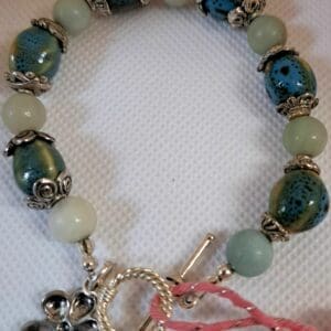 Ceramic and Amazonite Gemstone Bracelet