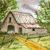 Charming An Old Barn Watercolor Painting - Image 2