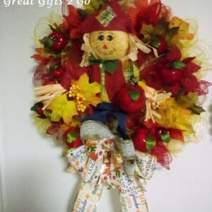 Charming Fall Apple Wreath with Scarecrow