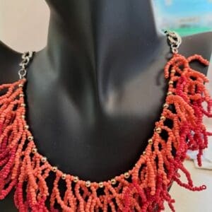 Beaded Design Coral Necklace with Extender