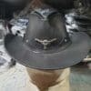 Country Cowboy Black Grain Leather Hat - Image 4