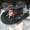 Cowboy Skull Black Crocodile Leather Hat - Image 2