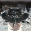 Cowboy Skull Black Crocodile Leather Hat - Image 6
