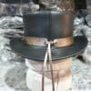 Crocodile Eye Band Black Leather Top Hat - Image 6