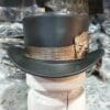 Crocodile Eye Band Black Leather Top Hat - Image 3