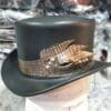 Crocodile Eye Band Black Leather Top Hat - Image 2
