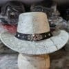 Crocodile Texture White Leather Cowboy Hat - Image 3