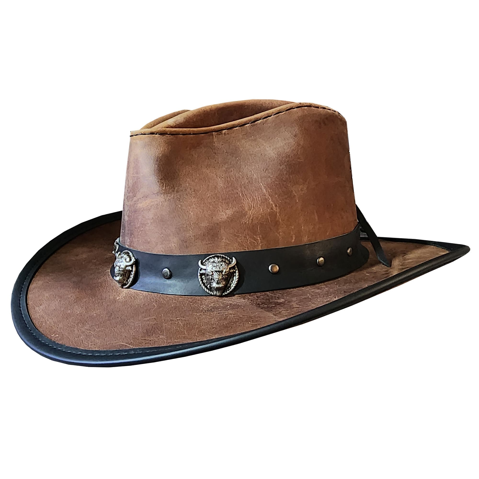 Cyclone western brown leather cowboy hat Cyclone western brown leather cowboy hat