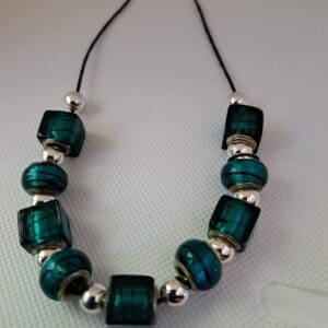 Dark Teal and Silver Necklace