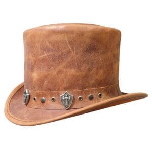El Dorado Trio Shield Rivet Band Leather Top Hat