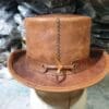 El Dorado Trio Shield Rivet Band Leather Top Hat - Image 6