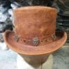 El Dorado Trio Shield Rivet Band Leather Top Hat - Image 3