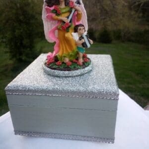 Wooden Trinket Box with Angel Accent