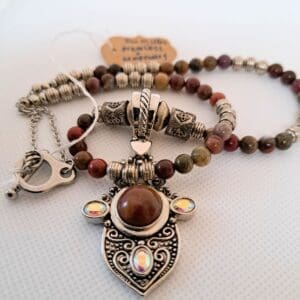 Jasper and Stainless Steel Necklace