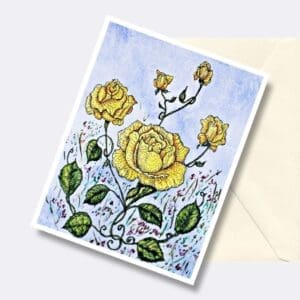 Golden Roses Floral Art Greeting Card