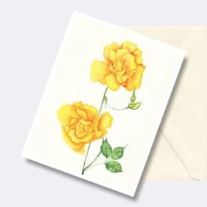 Golden Yellow Roses Floral Art Greeting Card