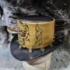 Gothic Red Eye Skull Gold Edition Mens Leather Top Hat - Image 2