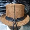 Gothic Skeleton Skull Star Suede Leather Top Hat - Image 12