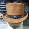 Gothic Skeleton Skull Star Suede Leather Top Hat - Image 6
