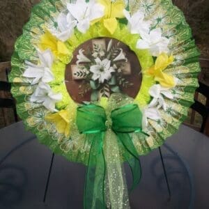 Green and White Easter Wreath
