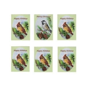 Happy Holidays 2 Birds Watercolor Nature Art