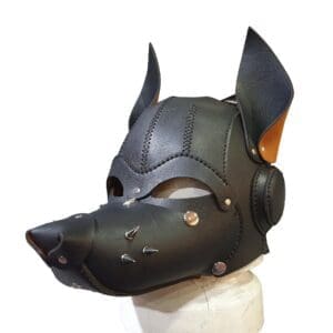 Leather dog mask hood