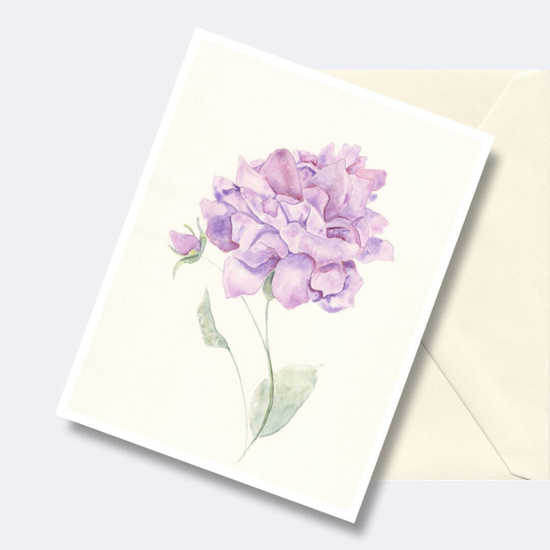 Lilac rose floral art greeting card