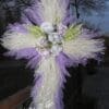 Stunning Handmade Lilac and White Cross Wreath - Image 5