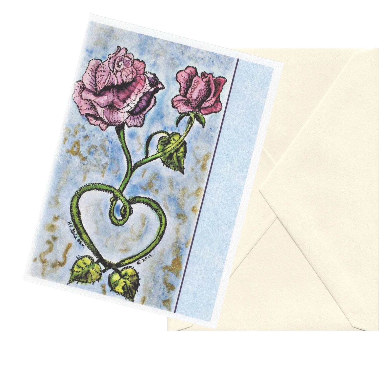 Love rose 3 watercolor floral art note card boxed set of 6 one design clearance Love rose 3 watercolor floral