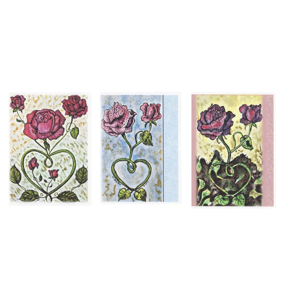 Love roses watercolor floral art note card boxed set 6 cards 3 designs clearance Love roses watercolor floral art